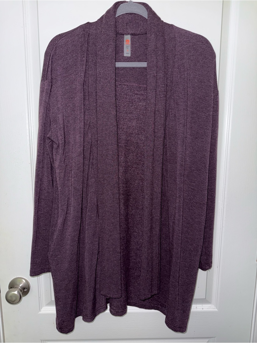 Mono B Open-Front Draped Cardigan Sweater - Plum